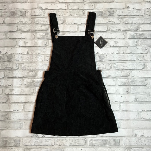Side Zip Corduroy Overall Dress - Picture 1 of 9